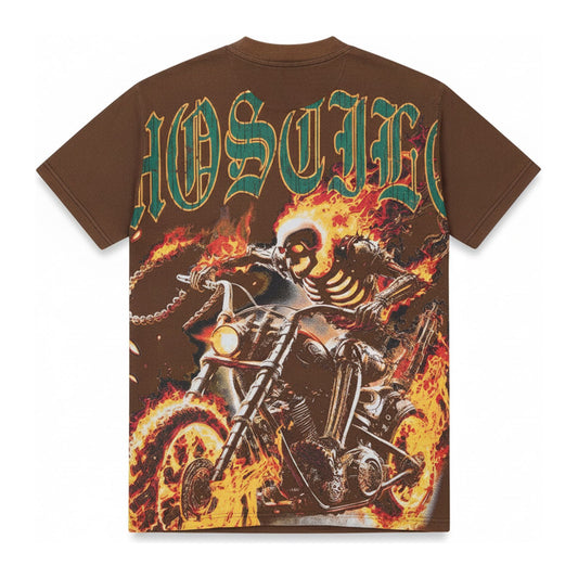 Hostile "Fire Rider" Chain Tee — Brown - ghost mannequin