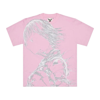 Hostile Pink White Grey Feather Tee — Hostile — view 2