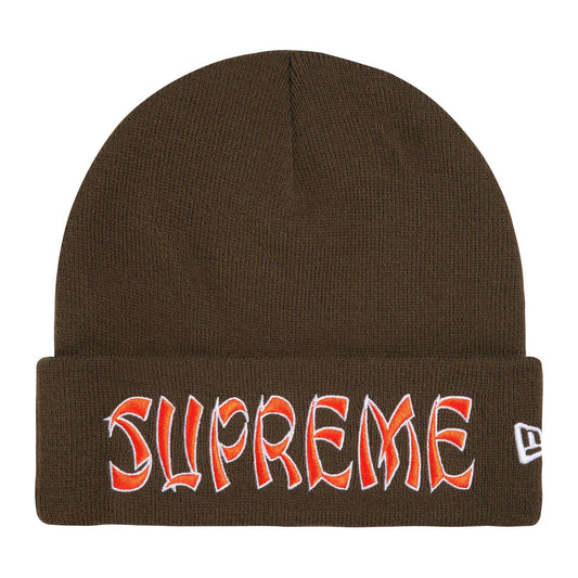 Supreme x New Era Action Beanie — Brown