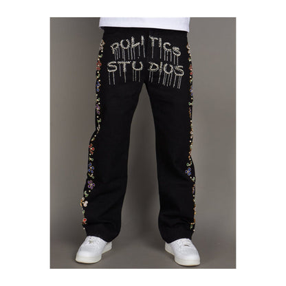 Politics "Quin 385" Embellished Jean — Jet Black