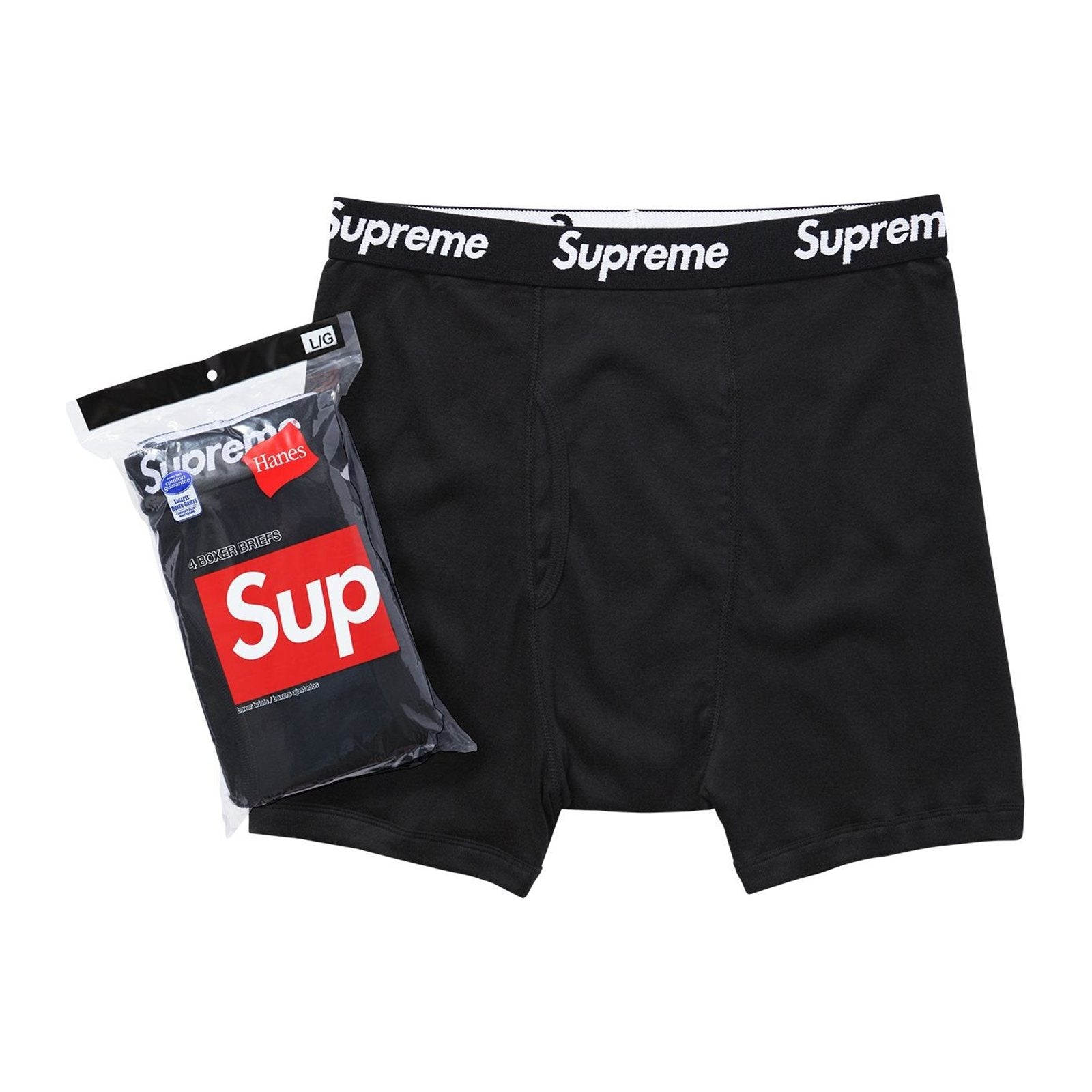 supreme x hanes boxer briefs 4 pack black