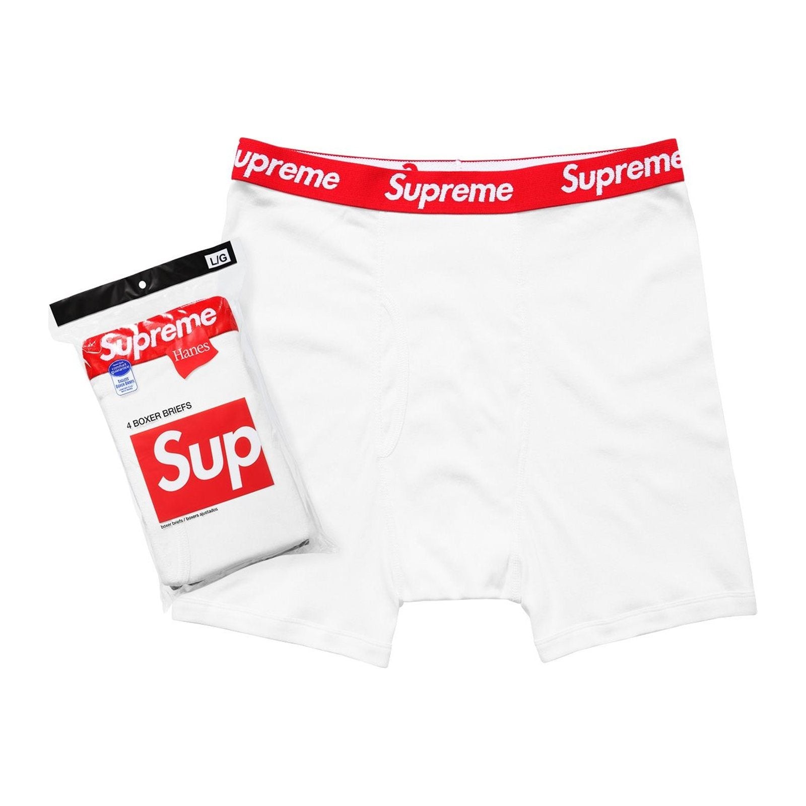 supreme x hanes boxer briefs 4 pack white