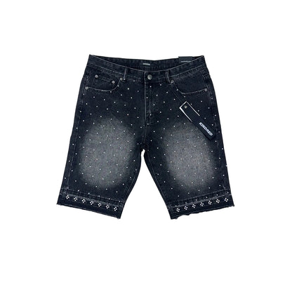 kindred rhinestone denim short black wash