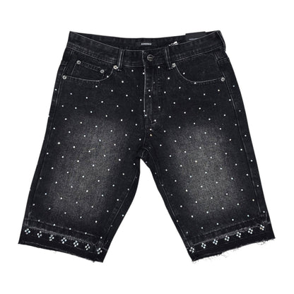 Kindred Rhinestone Cut-Off Denim Short — Black