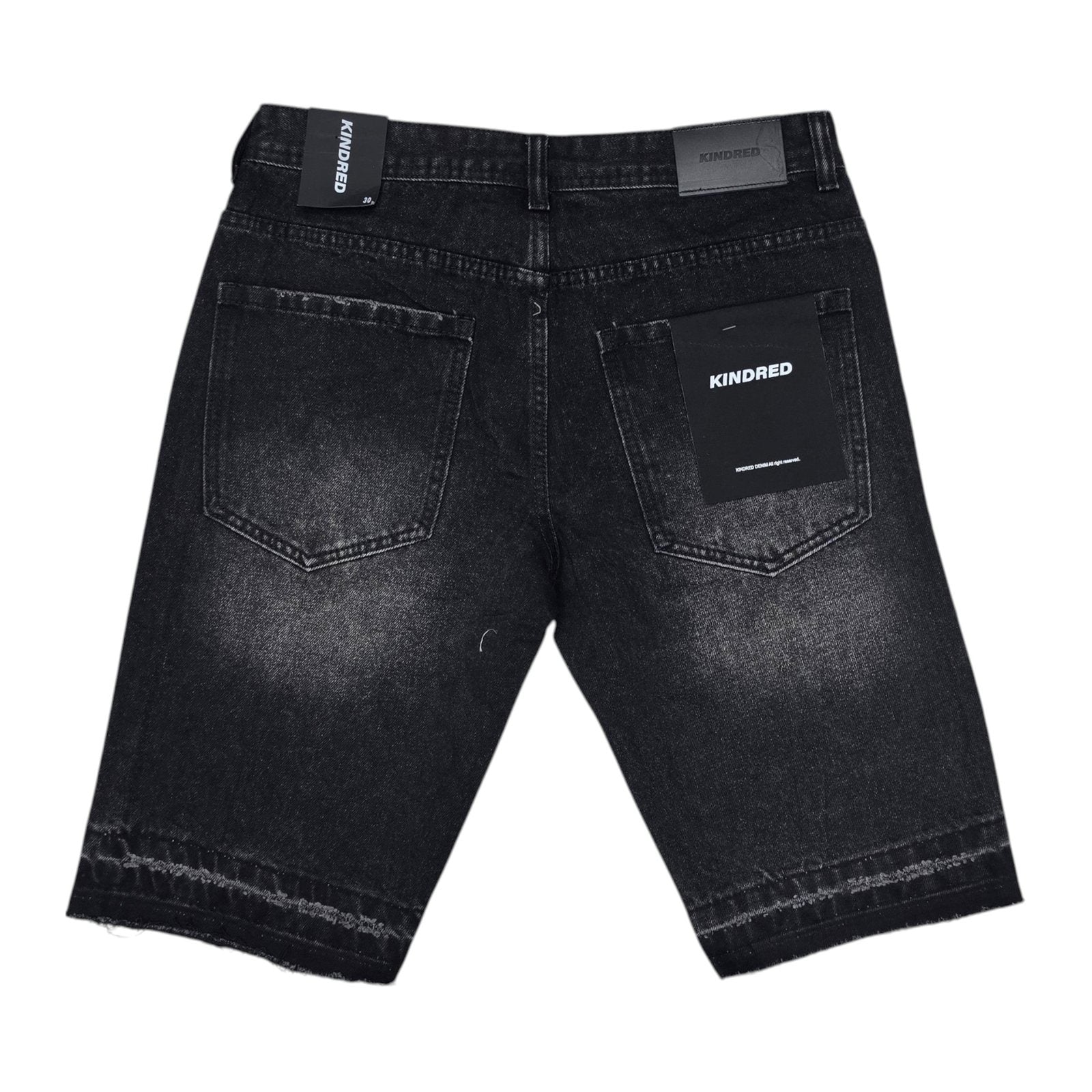 Kindred Rhinestone Cut-Off Denim Short — Black