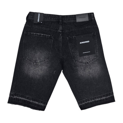 Kindred Rhinestone Cut-Off Denim Short — Black