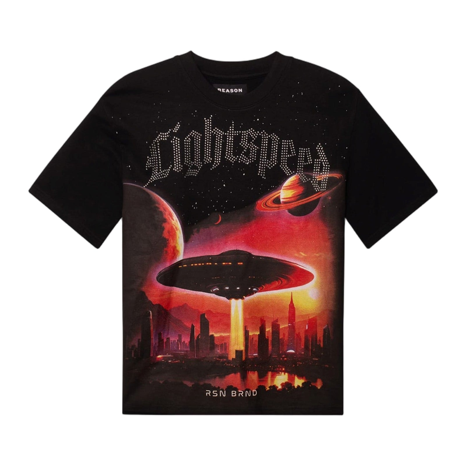 reason lightspeed rhinestone tee black
