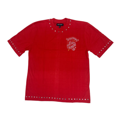 reason first class studded tee red
