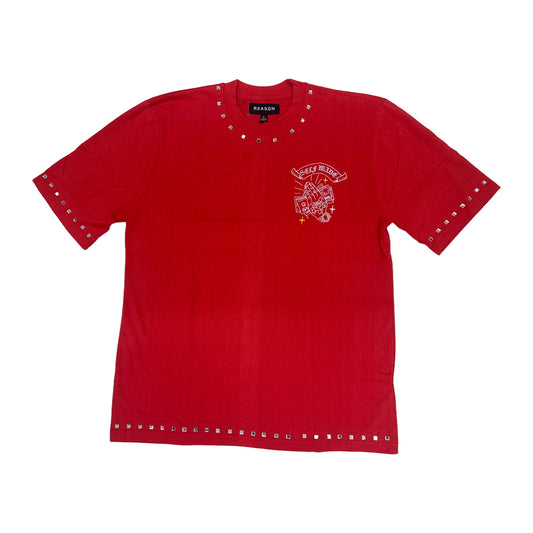 reason first class studded tee red