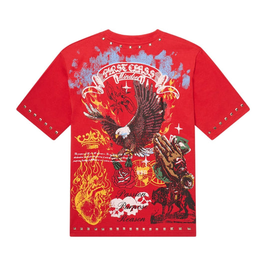 reason first class studded tee red