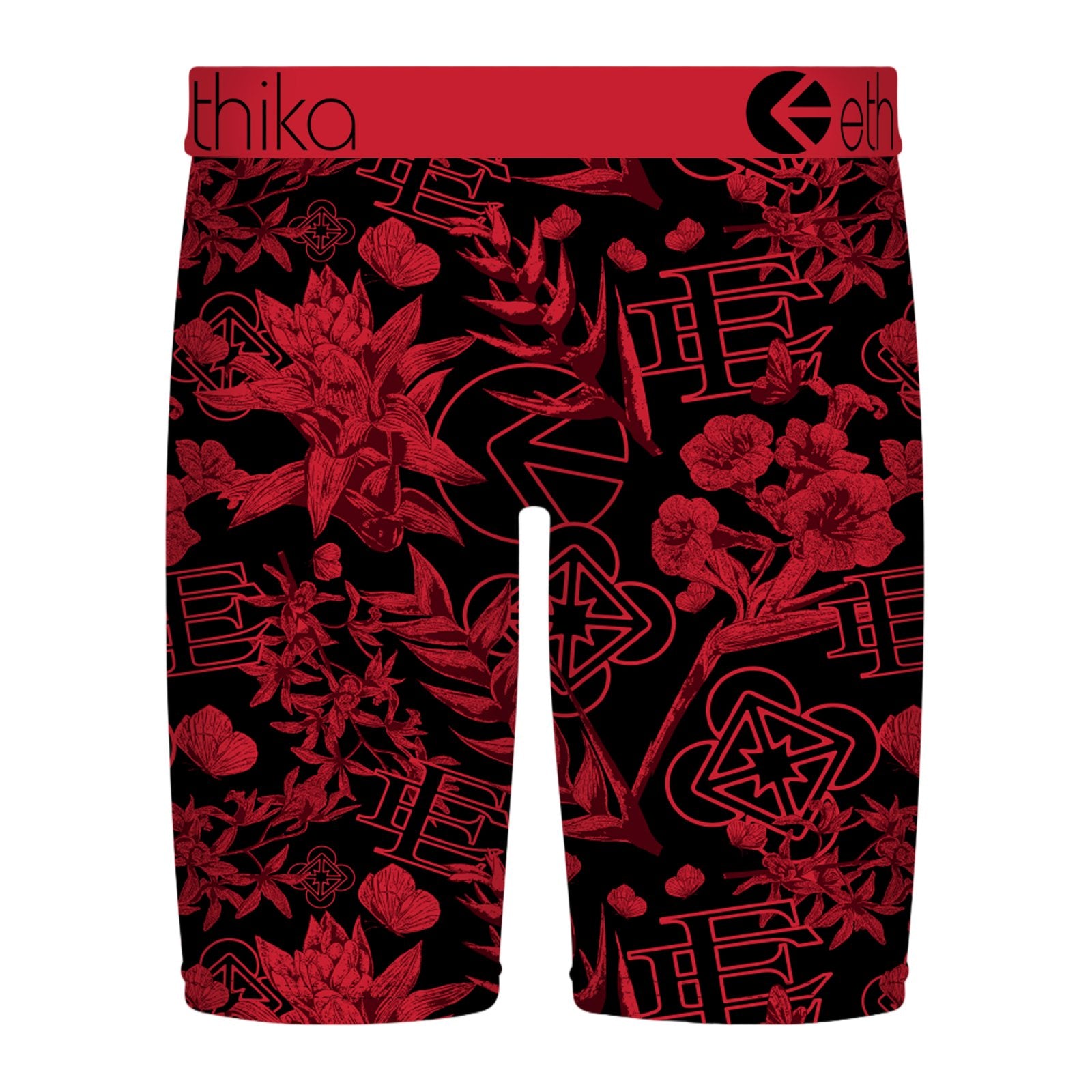Ethika "The Staple" Boxer Brief - Red Floral on Black