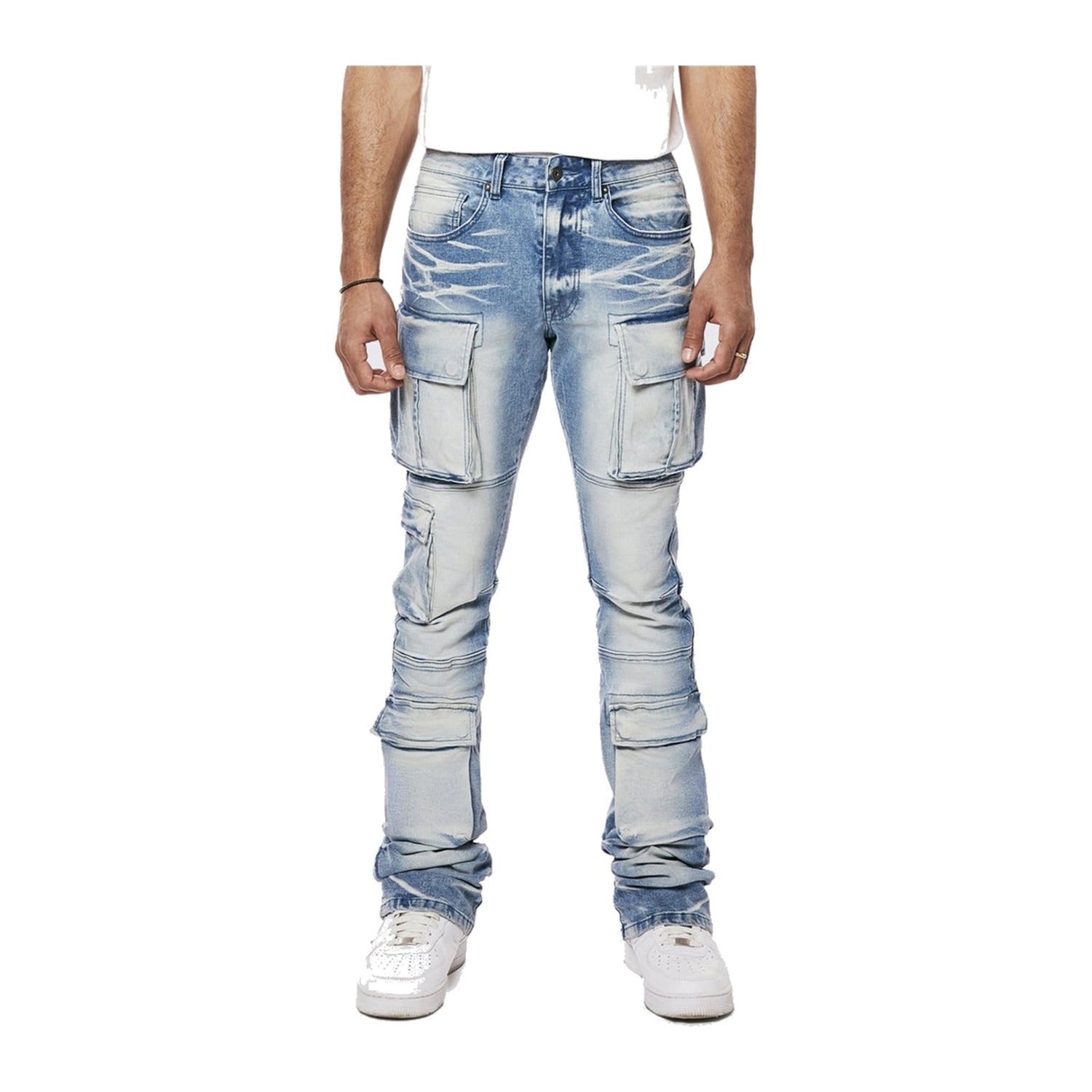 Smoke Rise Stacked Utility Multi-Pocket Jean — Lowell Blue