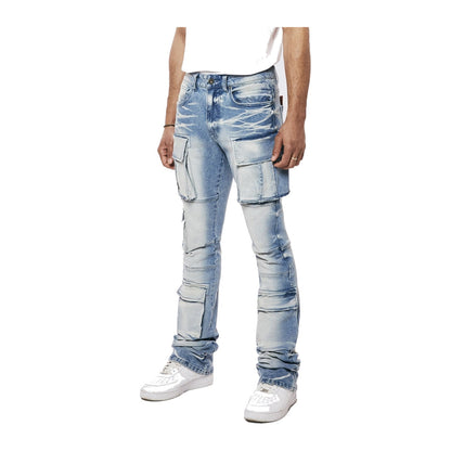 Smoke Rise Stacked Utility Multi-Pocket Jean — Lowell Blue