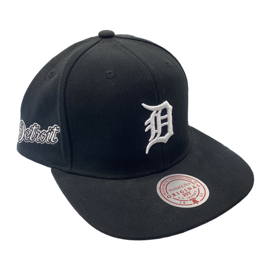 mitchell and ness detroit tigers snapback black white