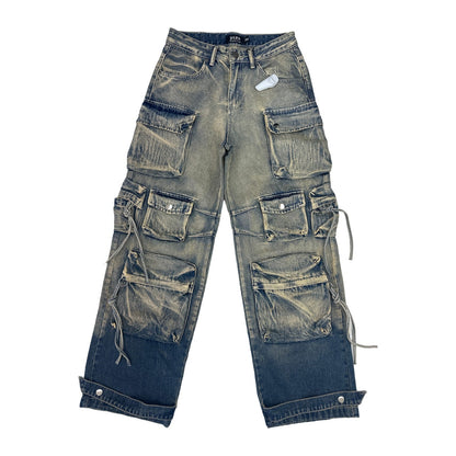 Politics "Cunningham 510" Baggy Cargo Denim — Tobacco Overdye