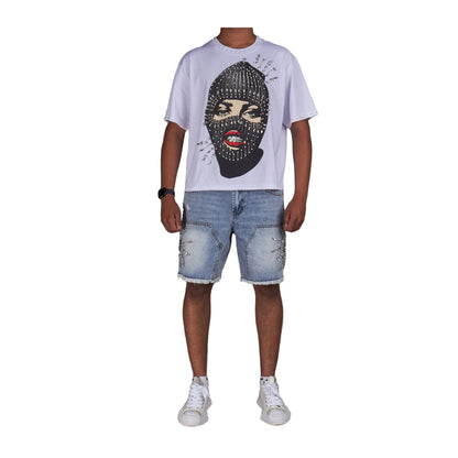 politics lew rhinestone ski mask tee white