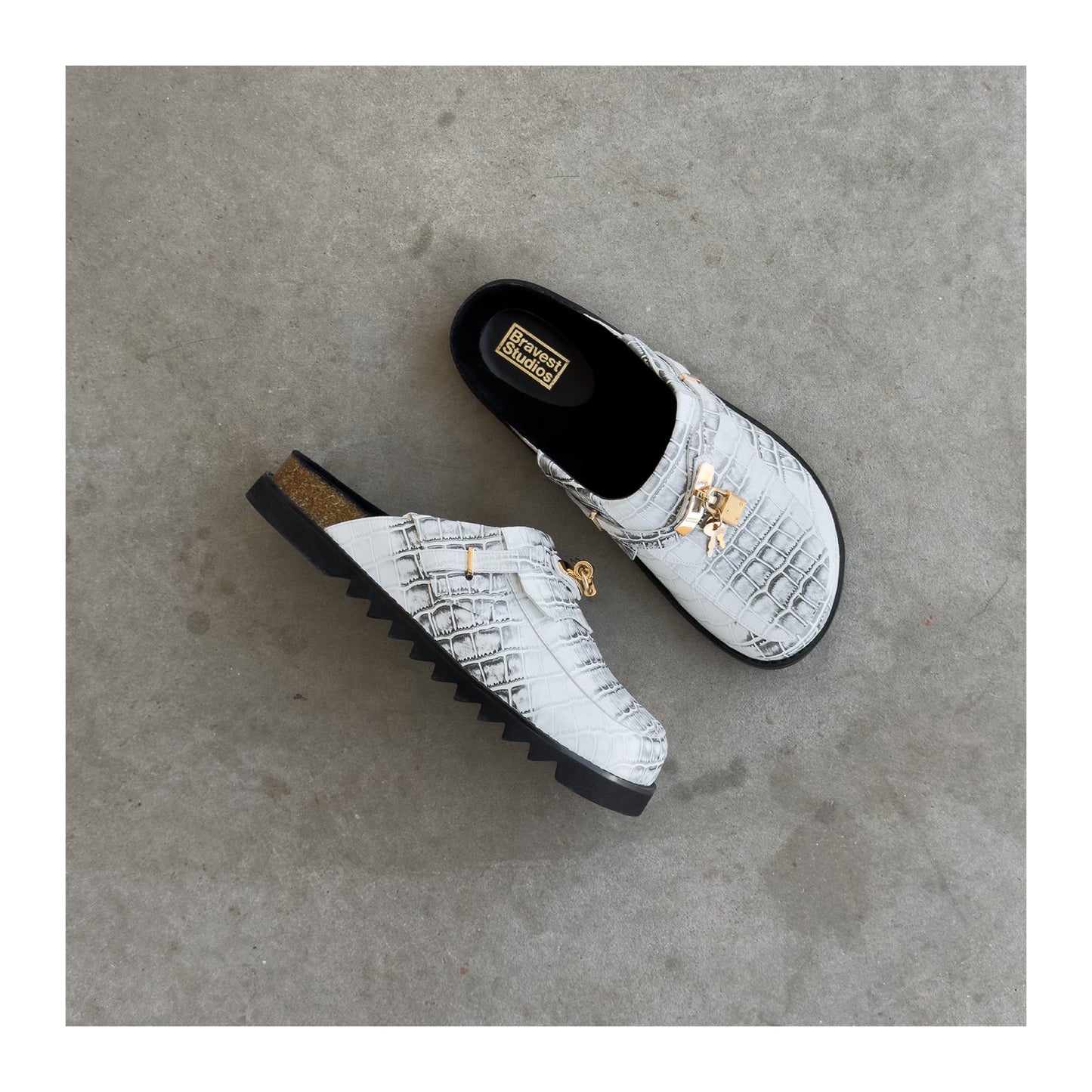 Bravest Studios Bag Clog — White Snakeskin