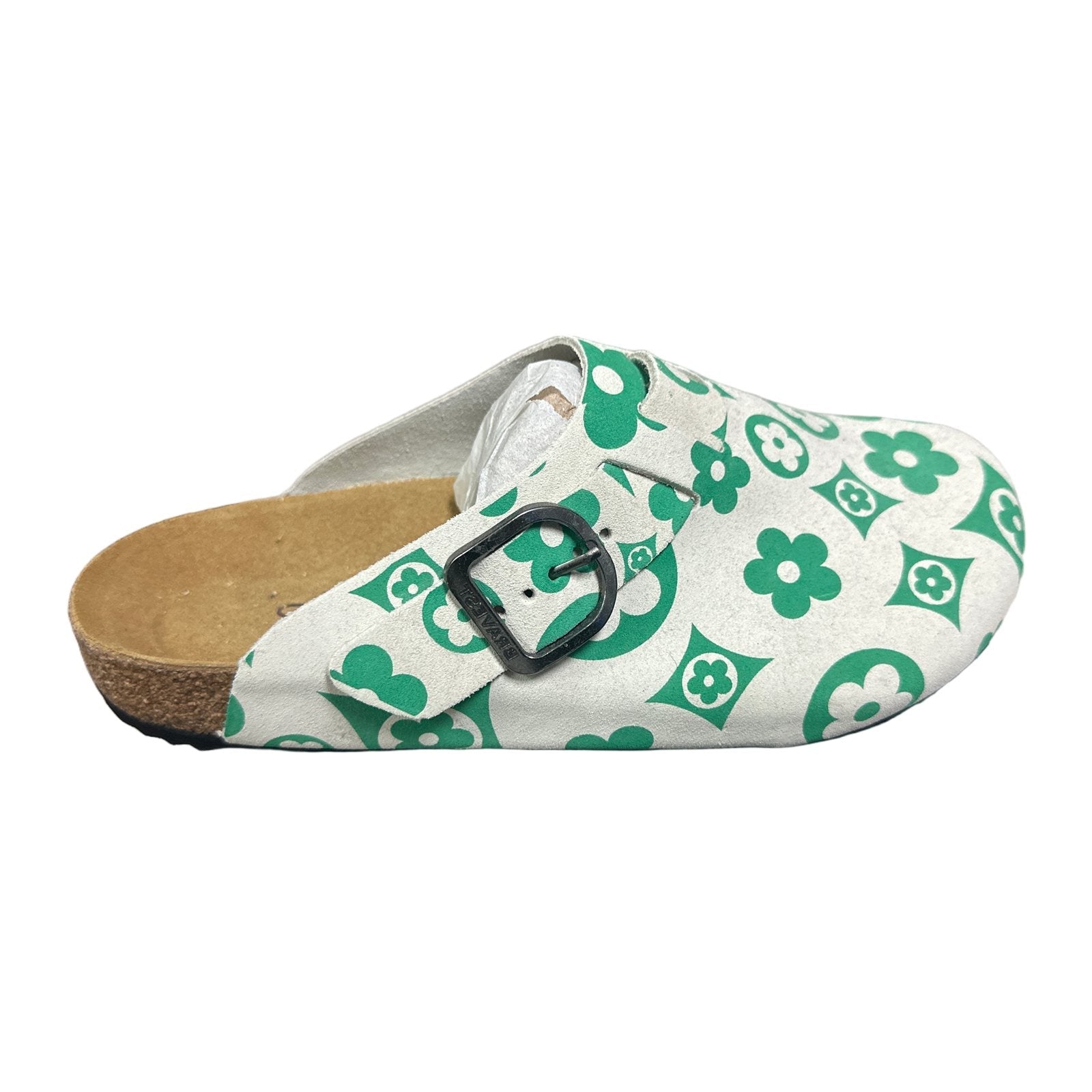 bravest studios flower mules cream green
