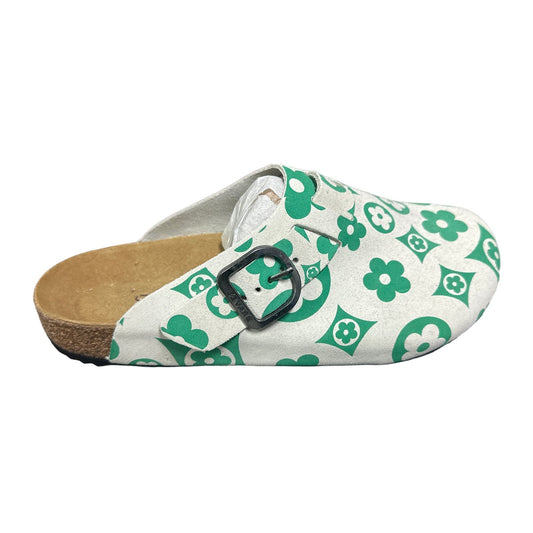 bravest studios flower mules cream green