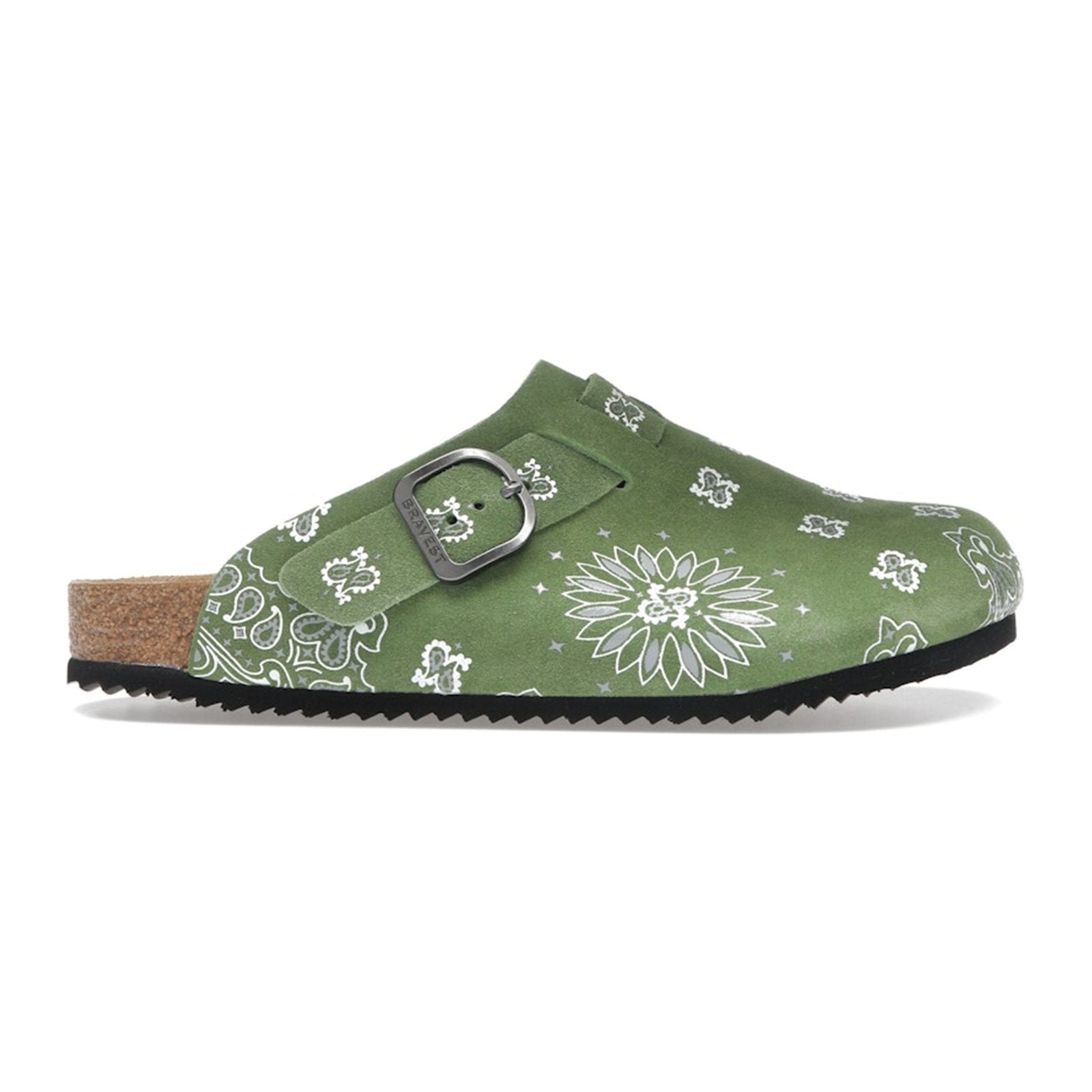 Bravest Studios Suede Paisley Clog — Olive