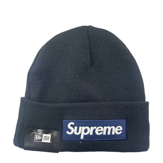 Supreme x New Era box logo beanie, black with navy box logo