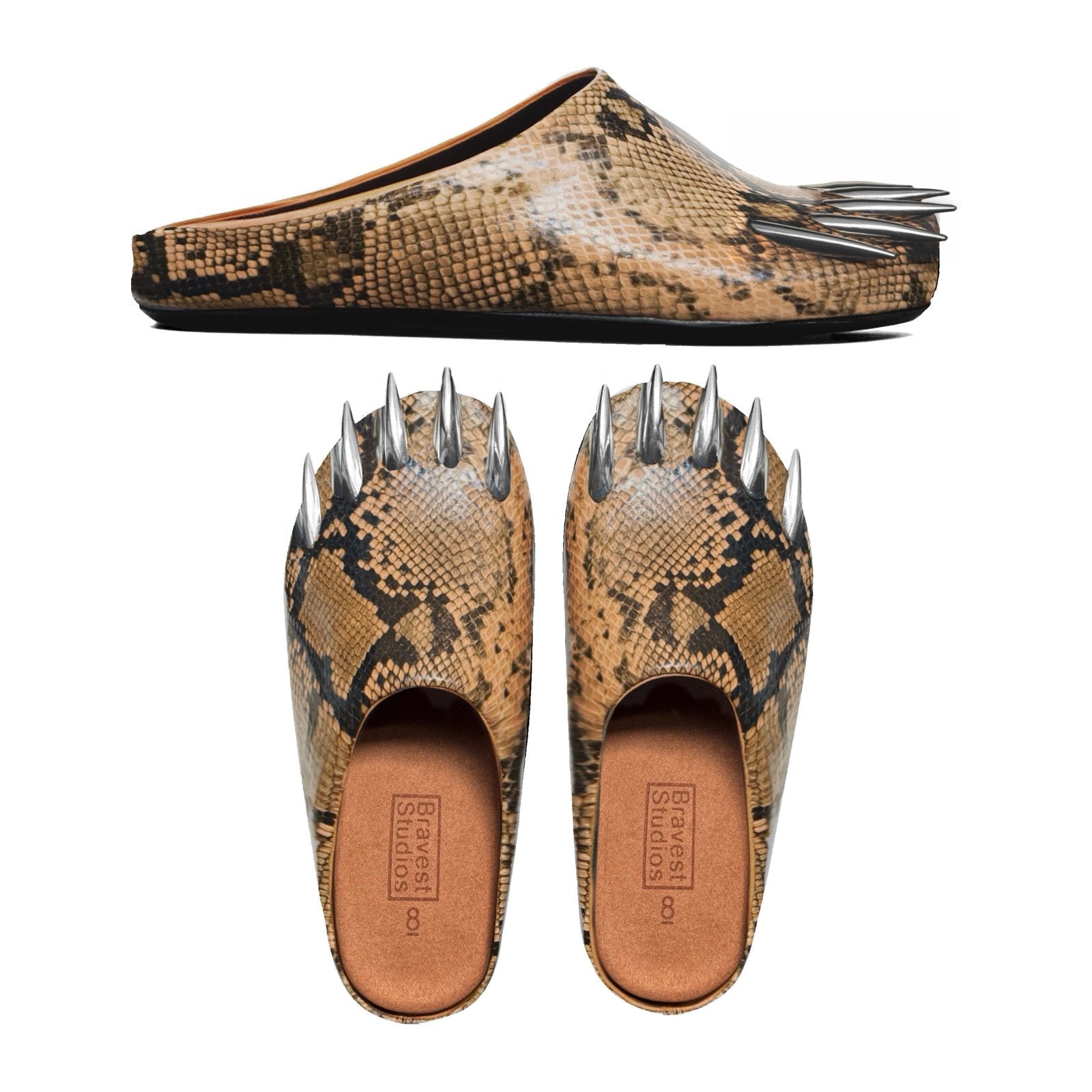 Bravest Studios Snakeskin Claw Mule — Tan