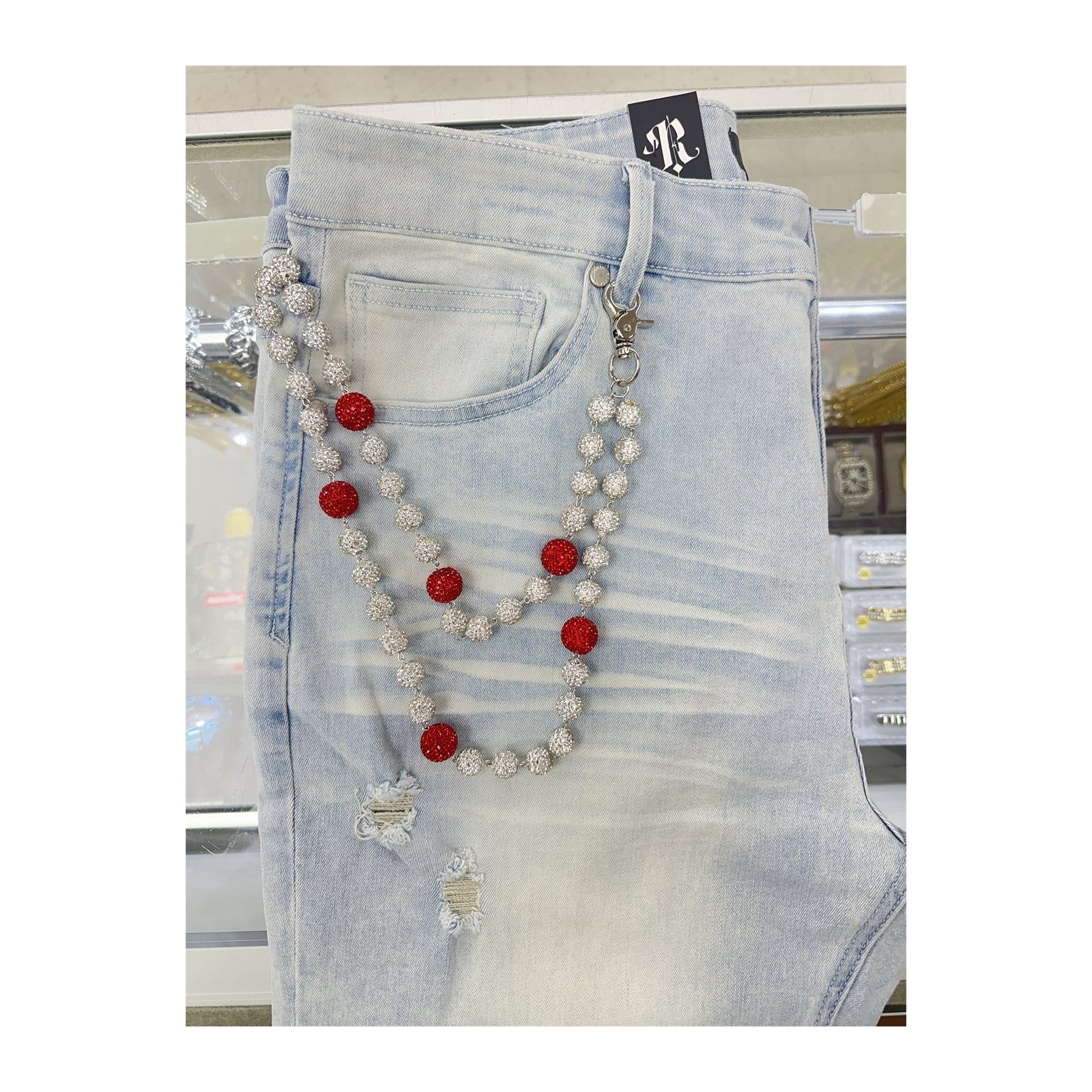 unbranded wallet chain white red