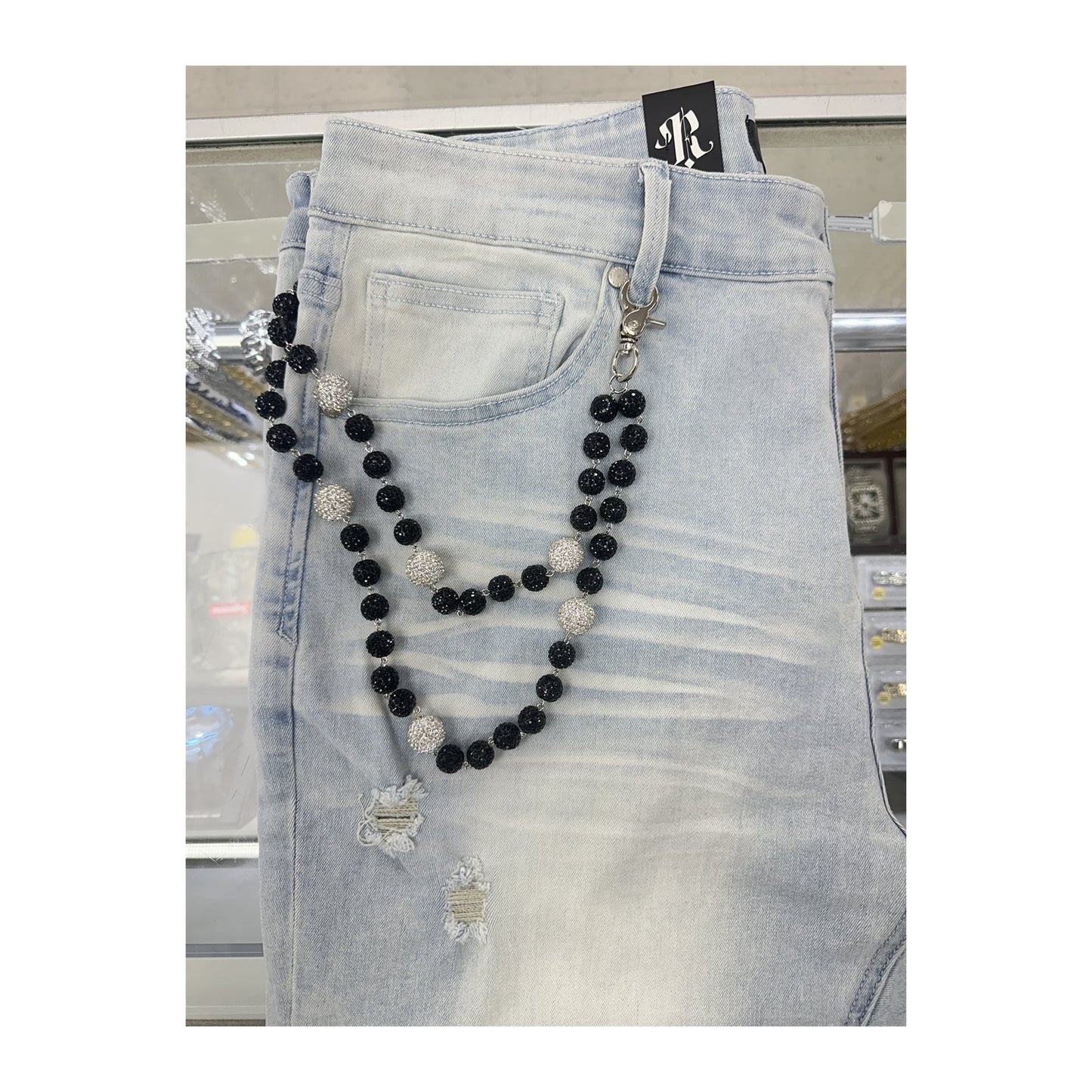 unbranded pants chain black white