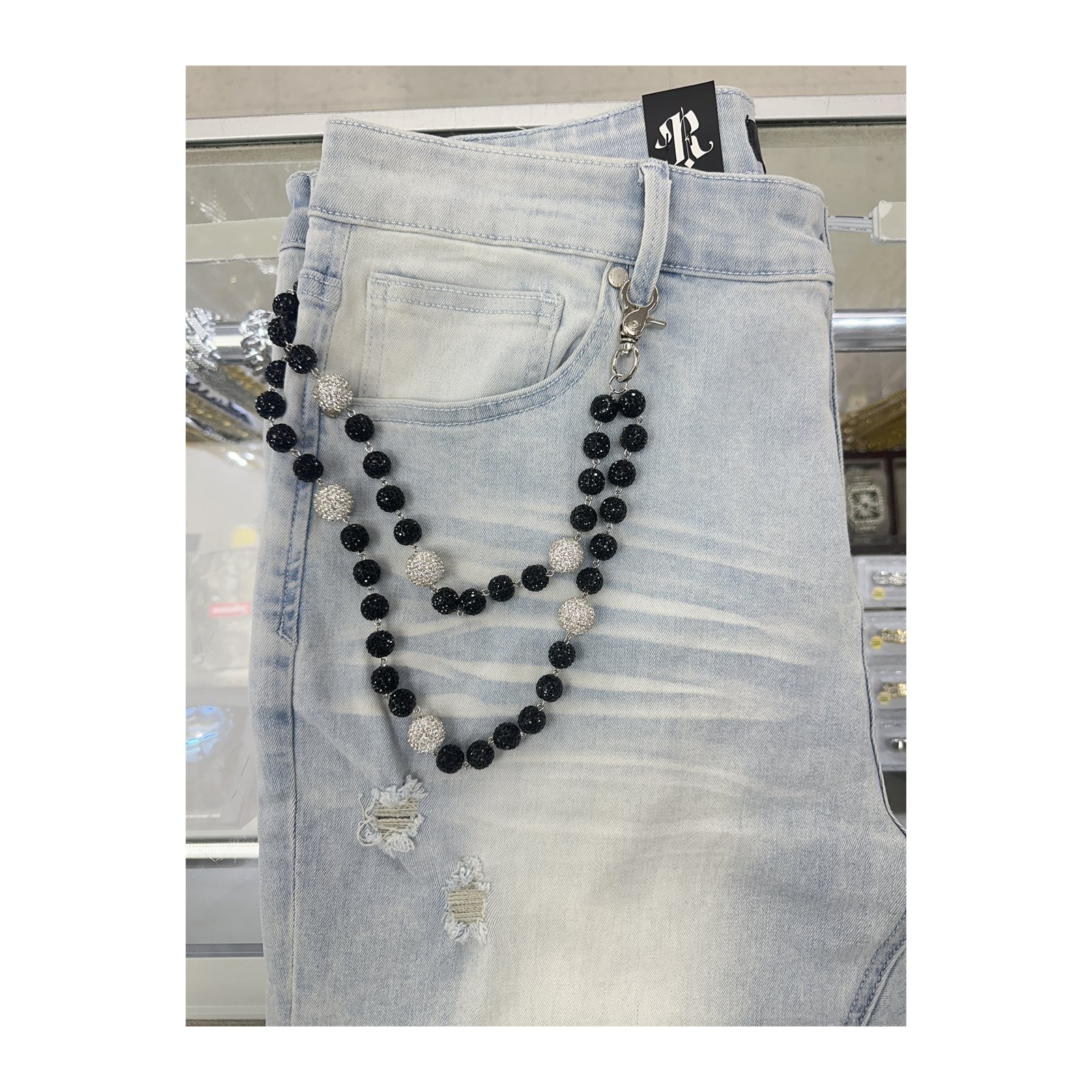 unbranded pants chain black white