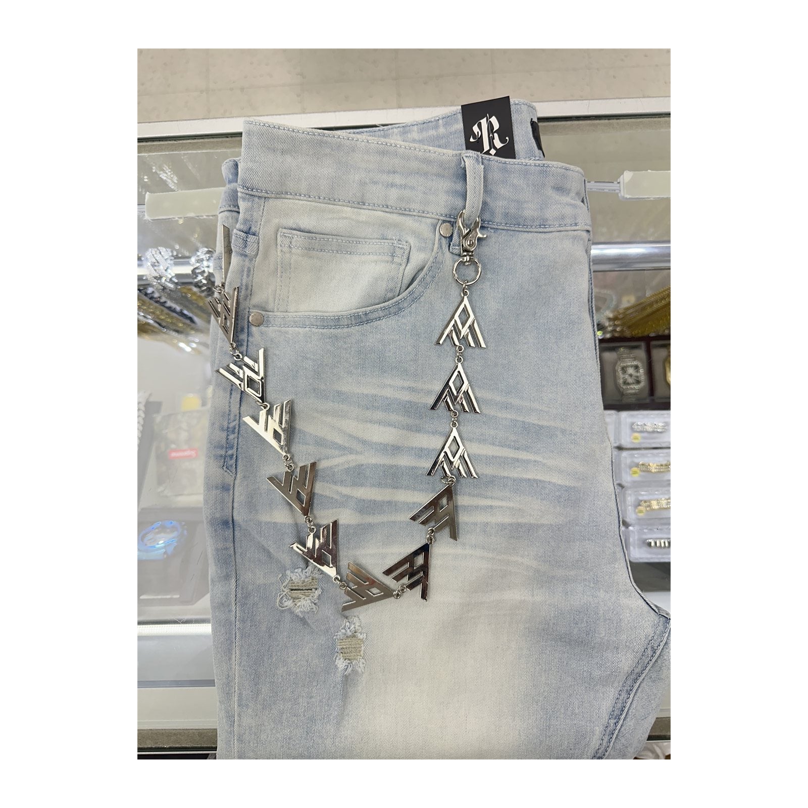 unbranded pants chain silver triangle