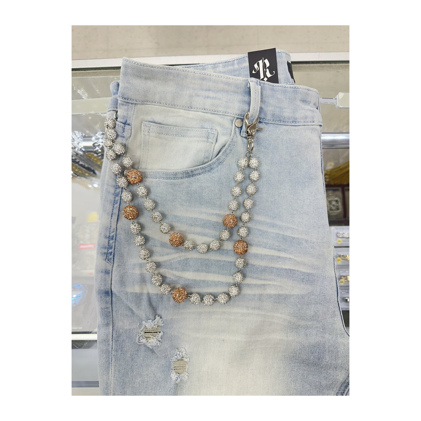 unbranded pants chain white peach