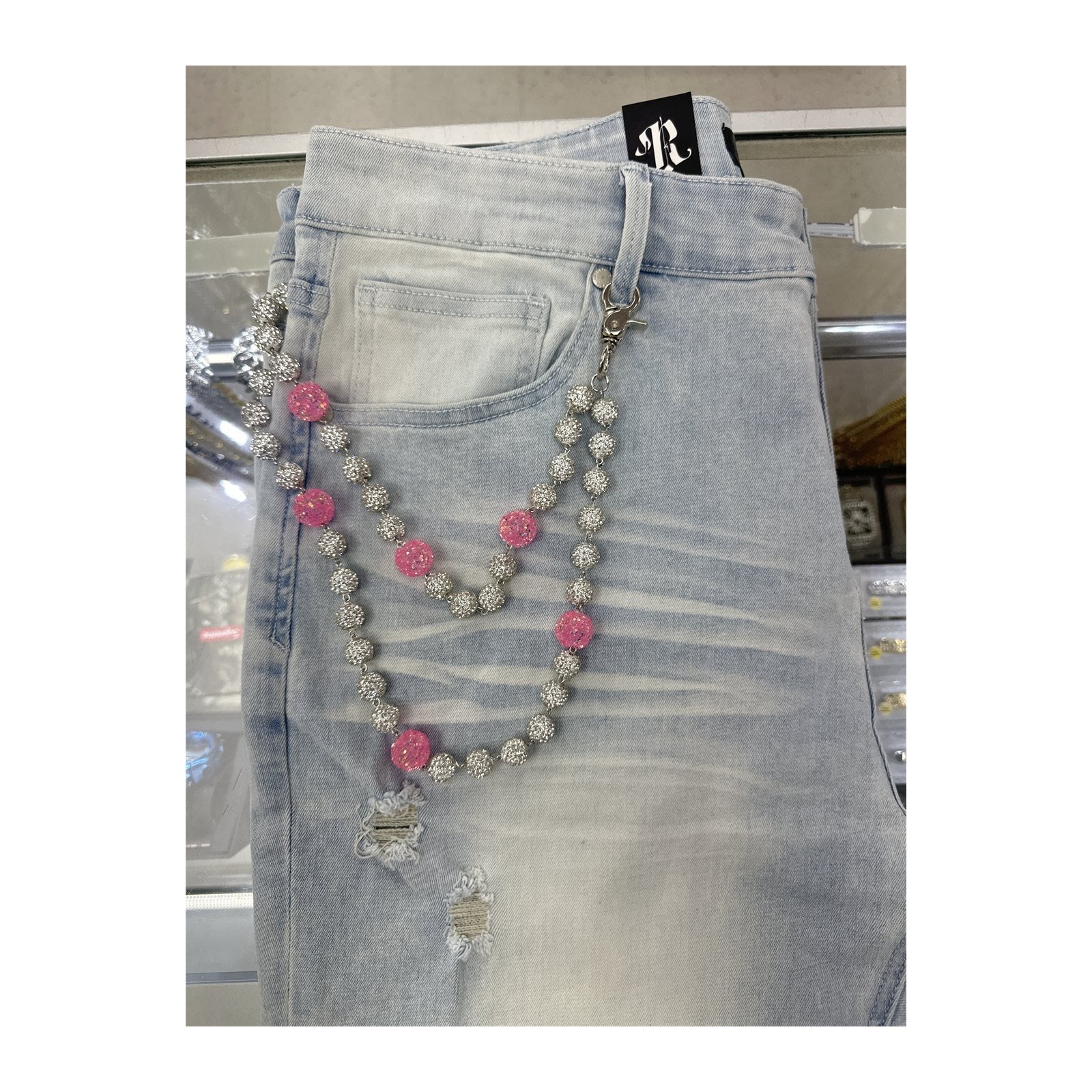 unbranded pants chain white pink