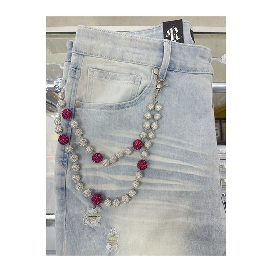 unbranded pants chain white fuchsia