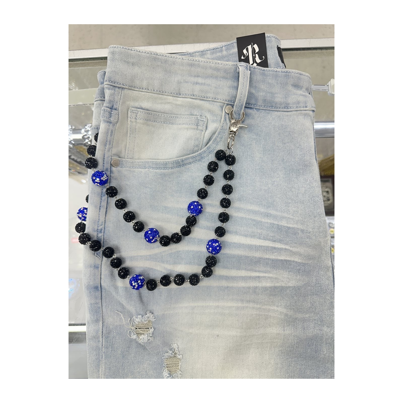 unbranded pants chain black blue white