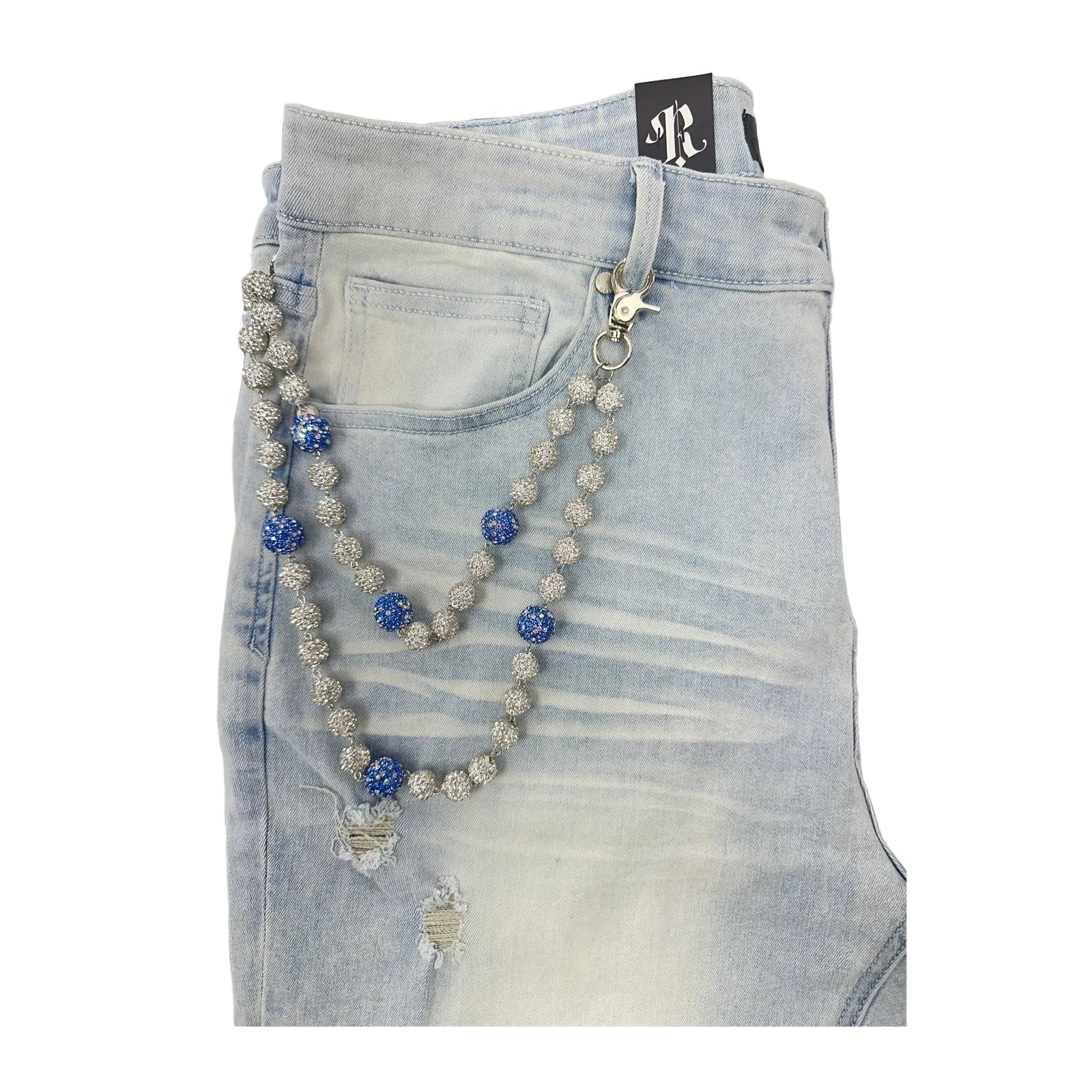 unbranded pants chain white lt blue mix