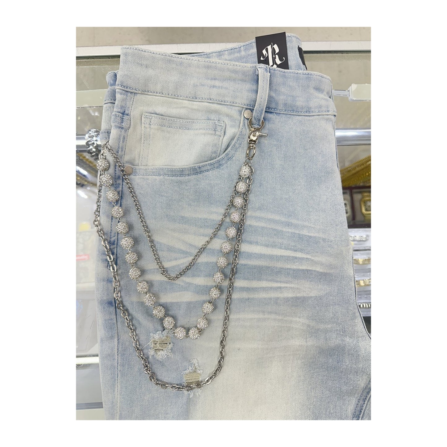 unbranded pants chain silver white silver