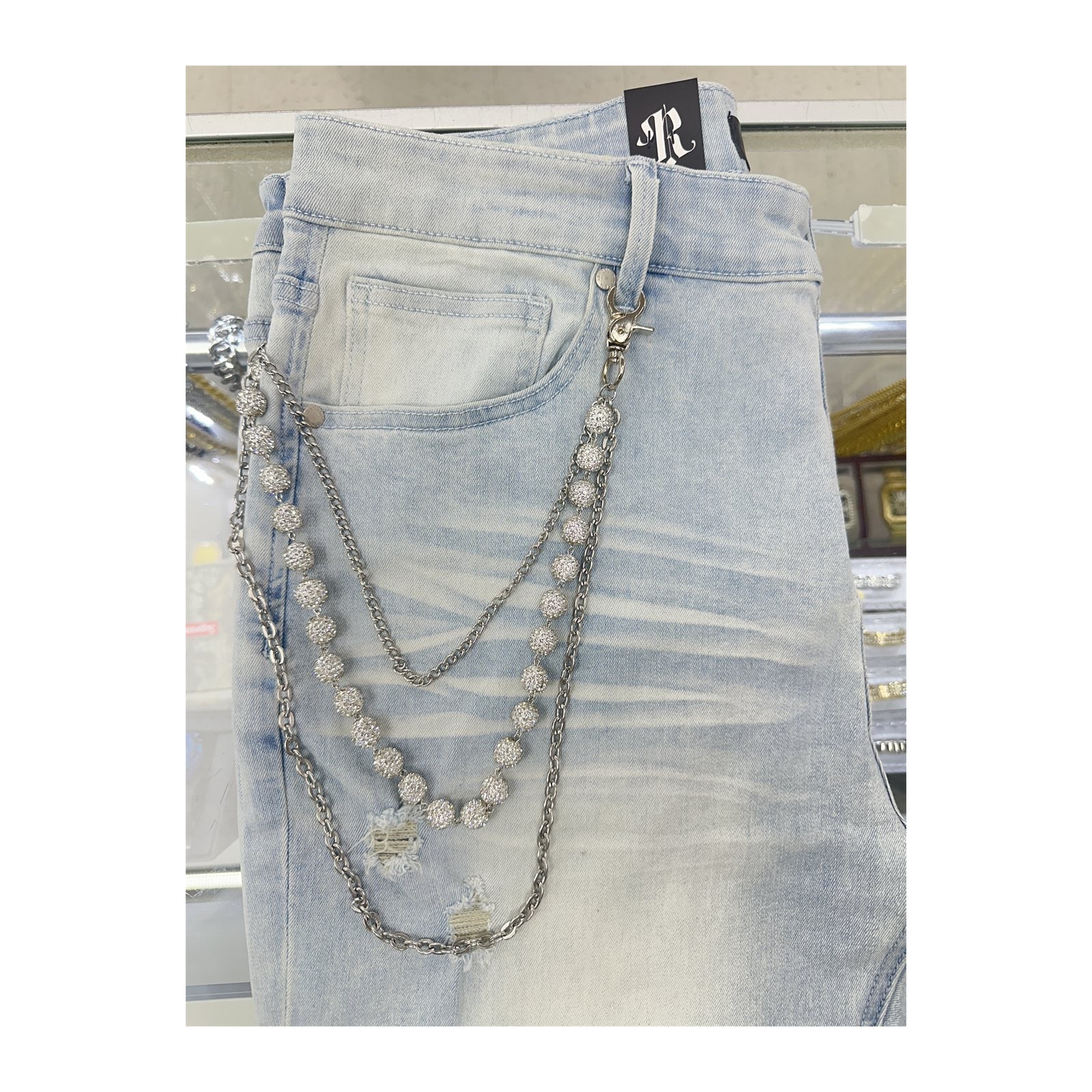 unbranded pants chain silver white silver