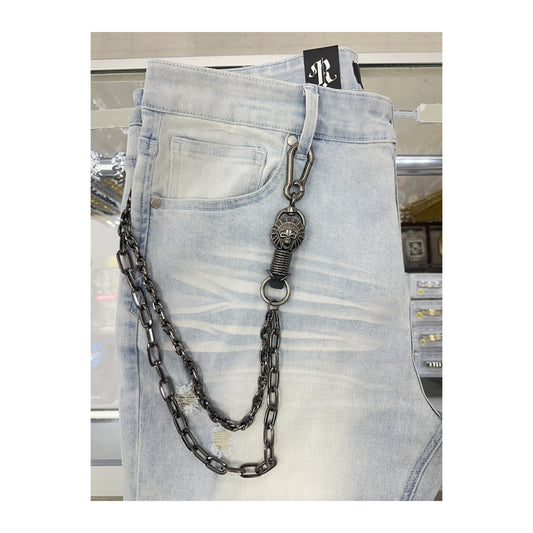 unbranded pants chain gunmetal aztec skull