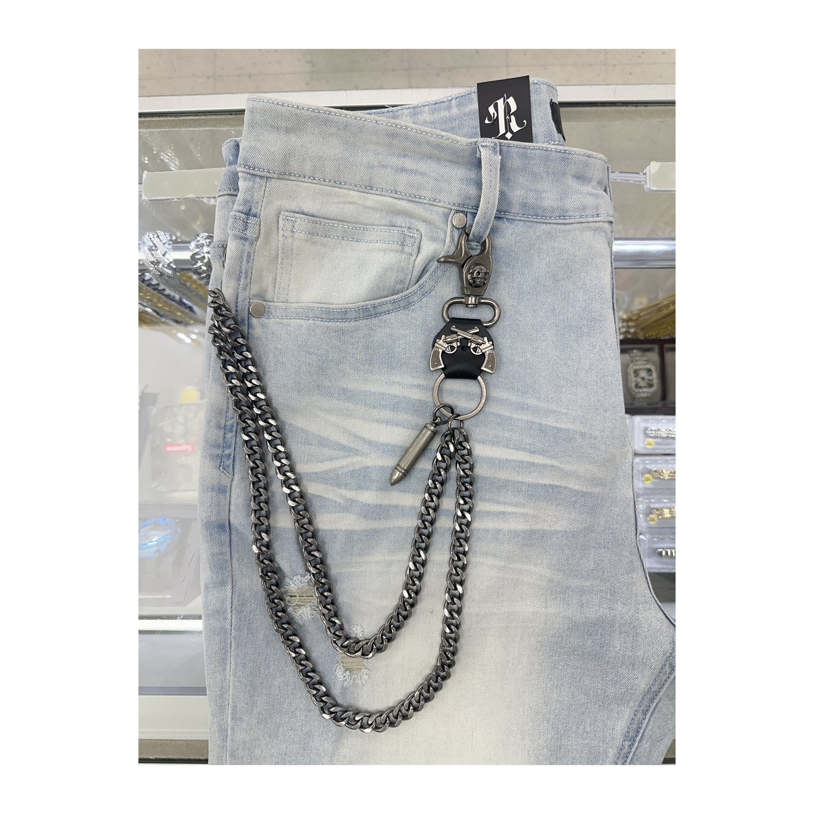 unbranded pants chain gunmetal pistol bullet