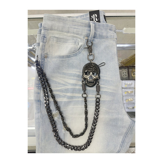 unbranded pants chain gunmetal spikedskull