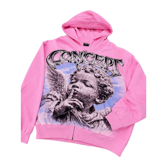 Concept LA "Cherub 2" Zip-Up Hoodie — Pink