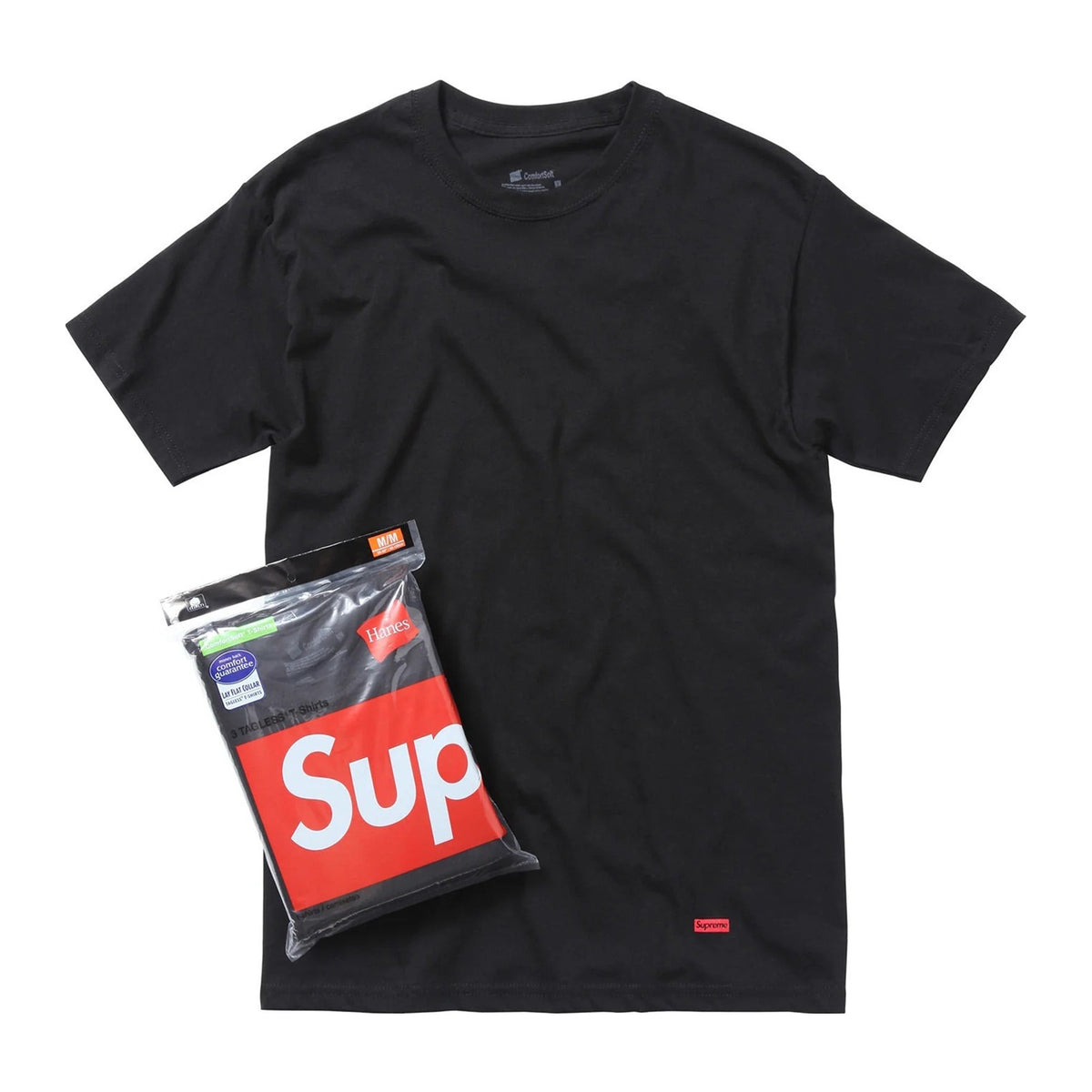 Supreme x Hanes Tagless Tees — Black, 3-pack