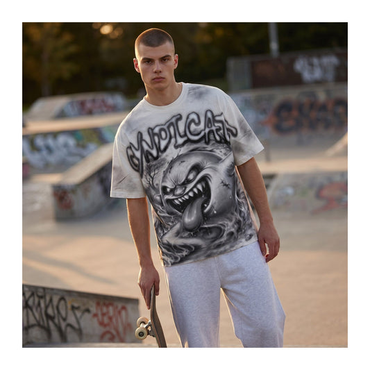 syndicate airbrush shark tee white