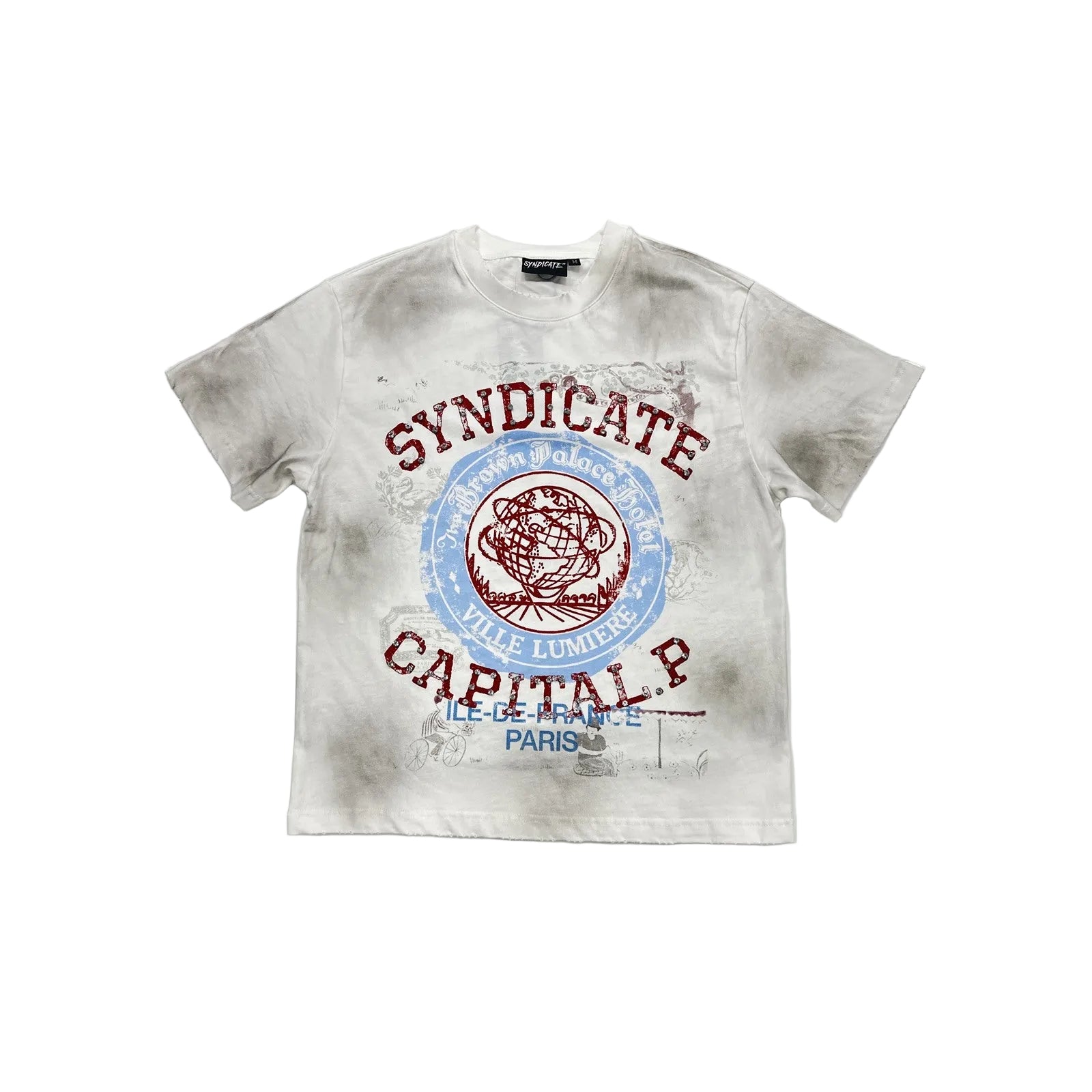 syndicate capital p paris tee vintage white