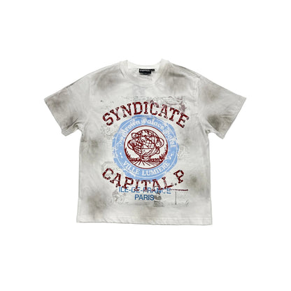 syndicate capital p paris tee vintage white