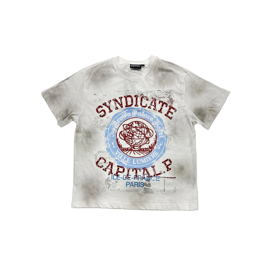 syndicate capital p paris tee vintage white