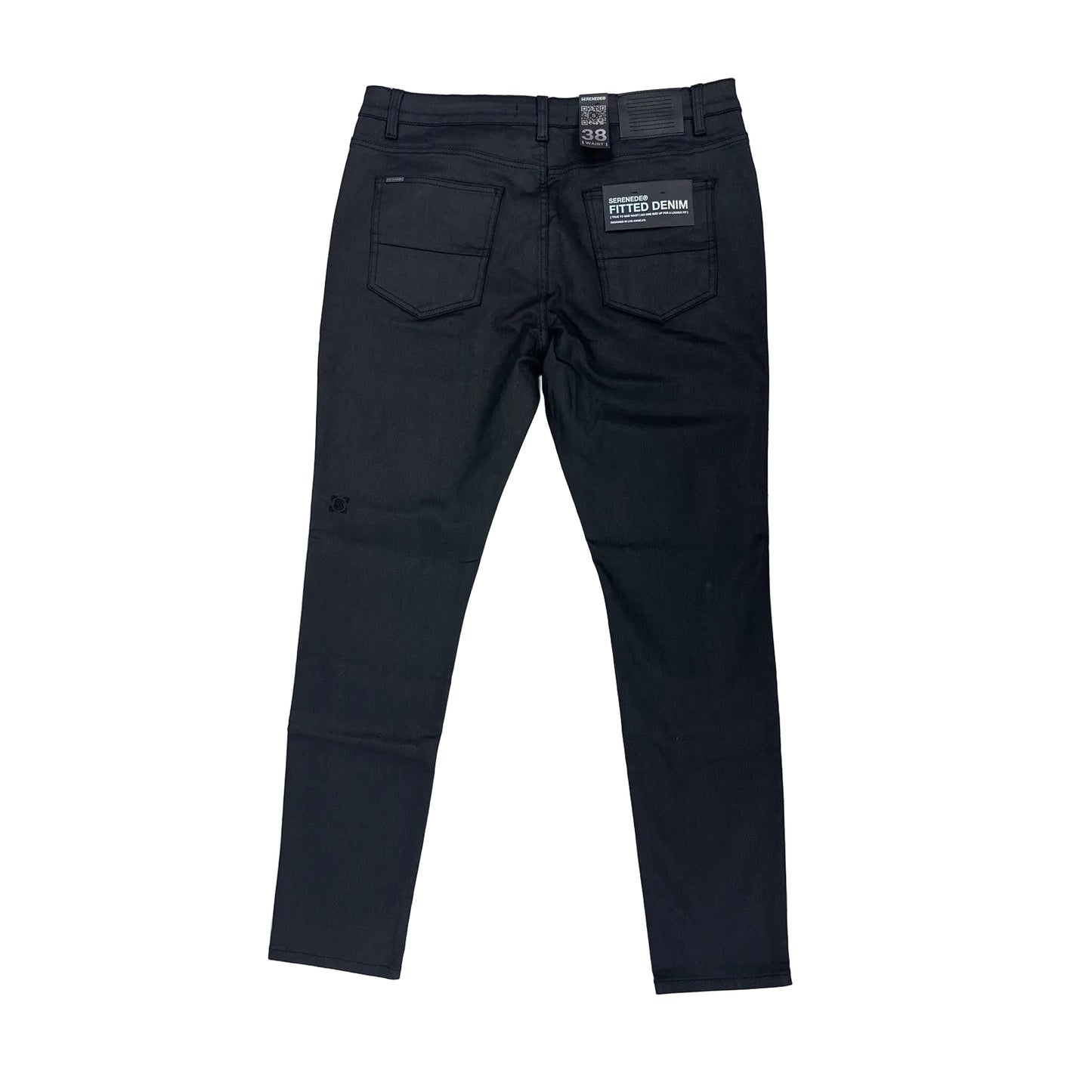 serenede wax coated jean black