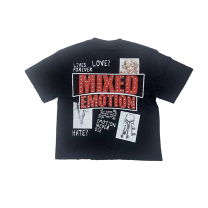 mixed emotion jeweled box logo tee black