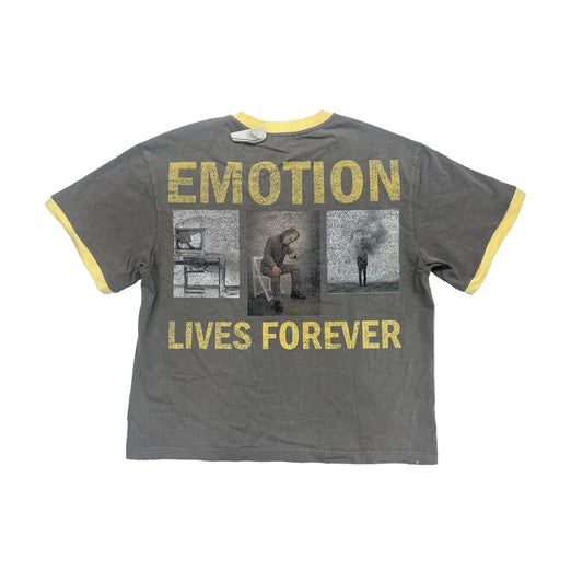 mixed emotion lives forever ringer tee grey yellow