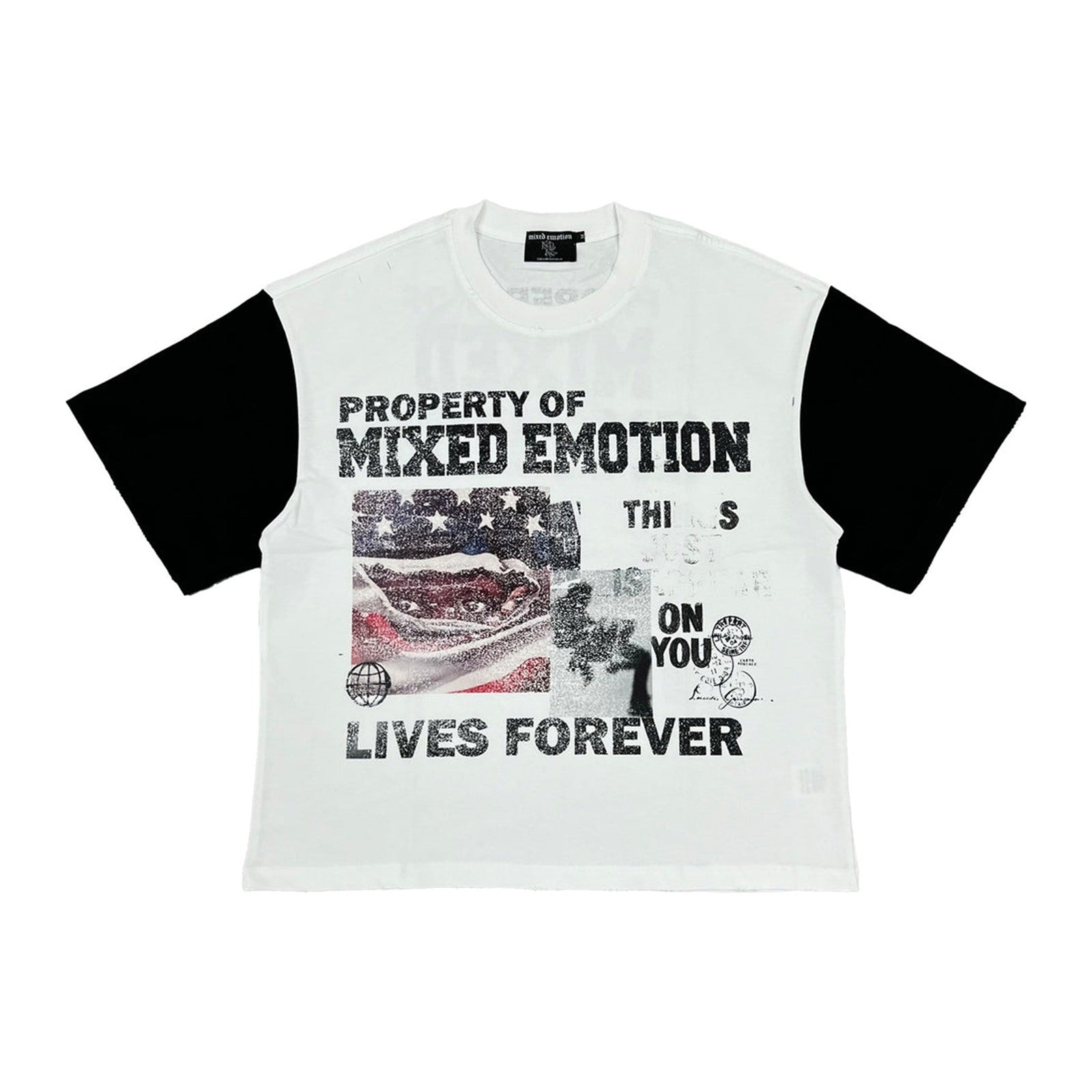 mixed emotion property tee white navy